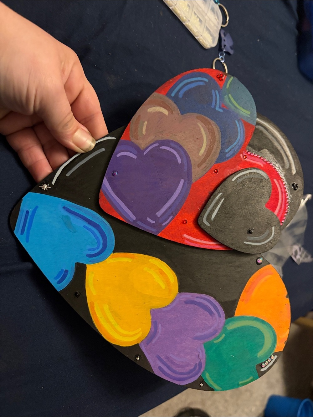 Hand-Painted Multi-Color Heart Artwork